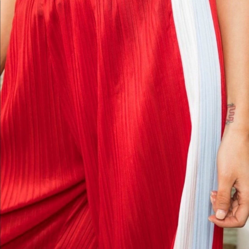 ❤️Sporty Pleated Balloon Leg Jogger Pants NEW Red and White - Picture 3 of 7